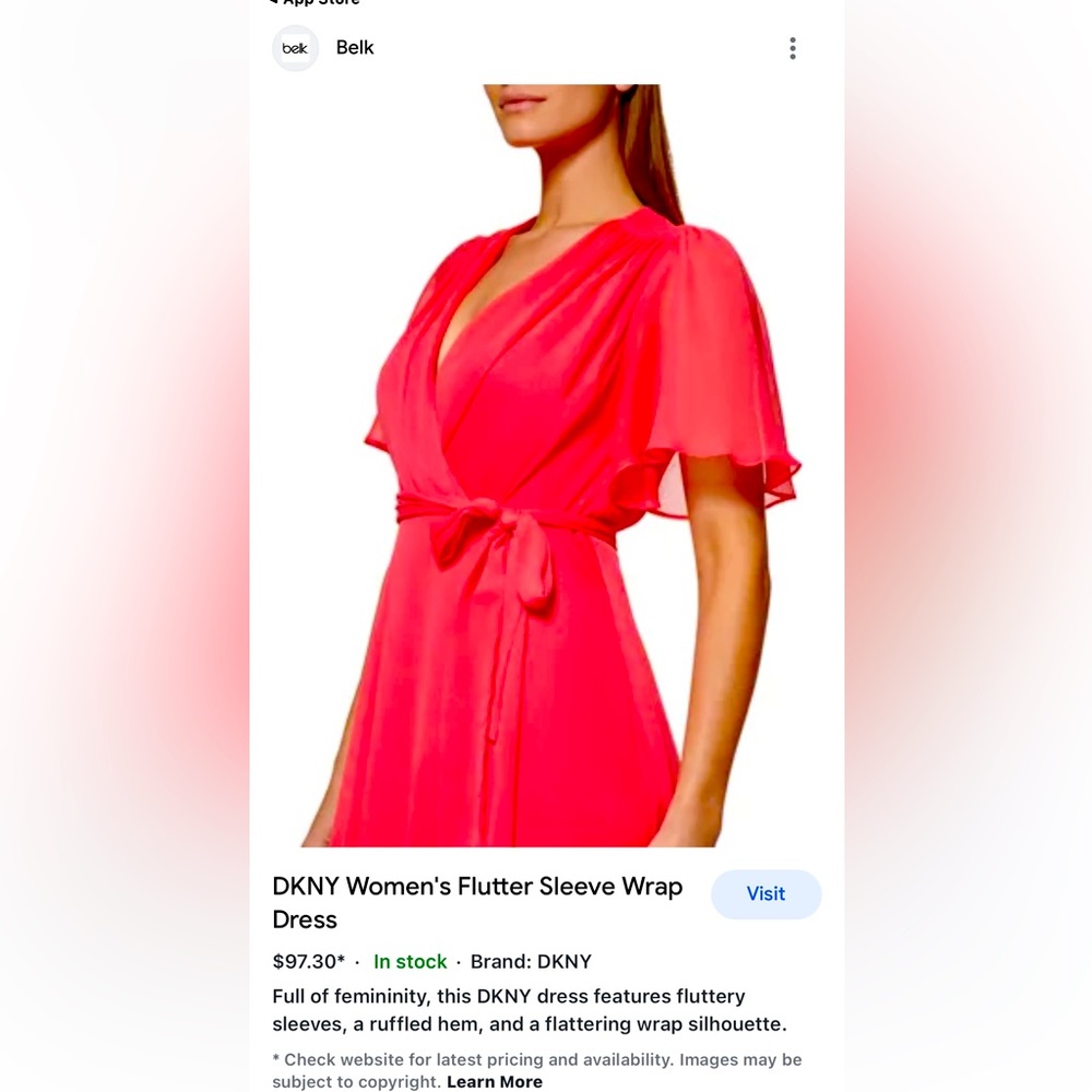 DKNY Beautiful Pink Flutter sleeve dress size 4